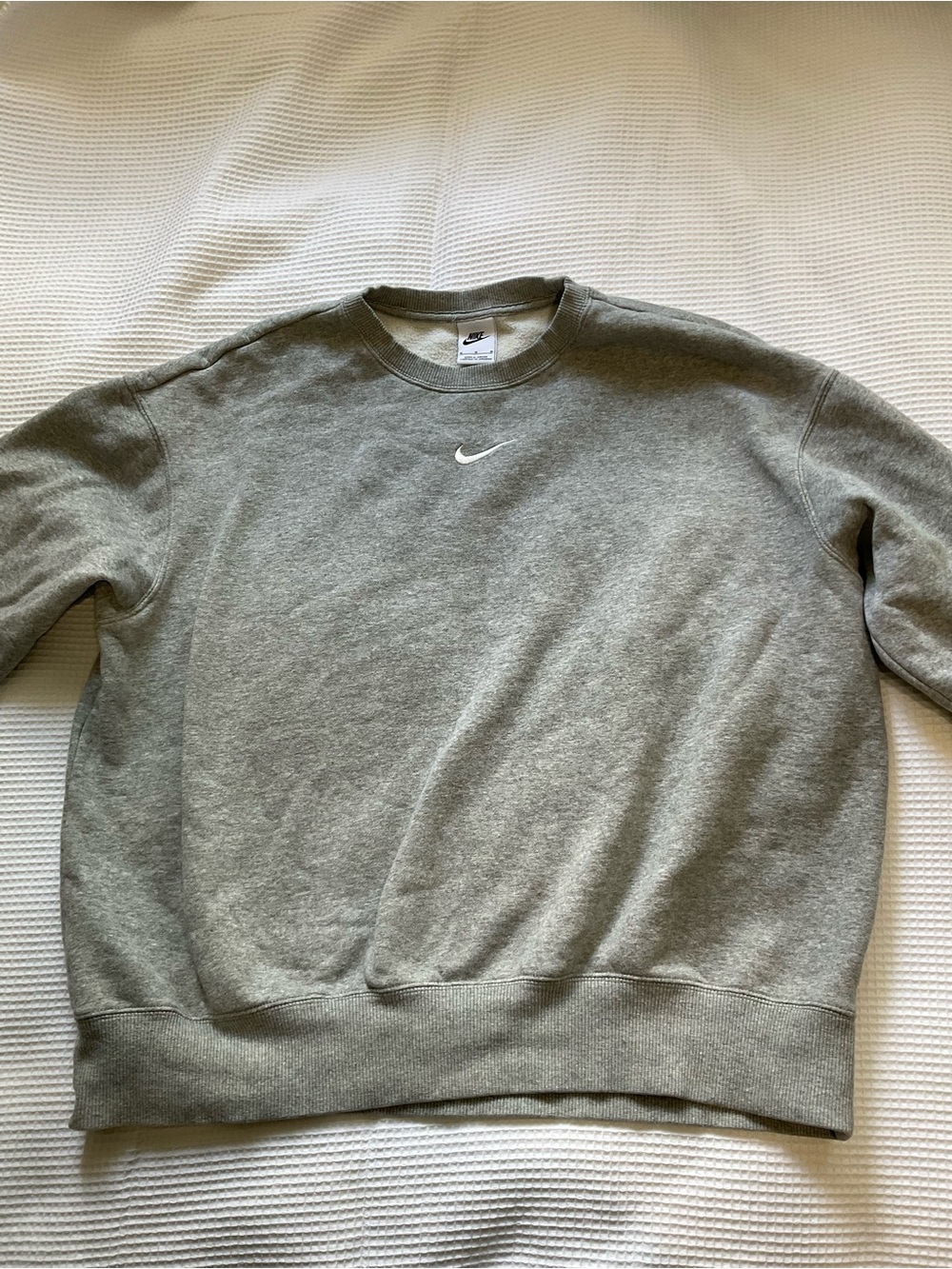 Nike Grey Embroidered Swoosh Crewneck Sweatshirt
